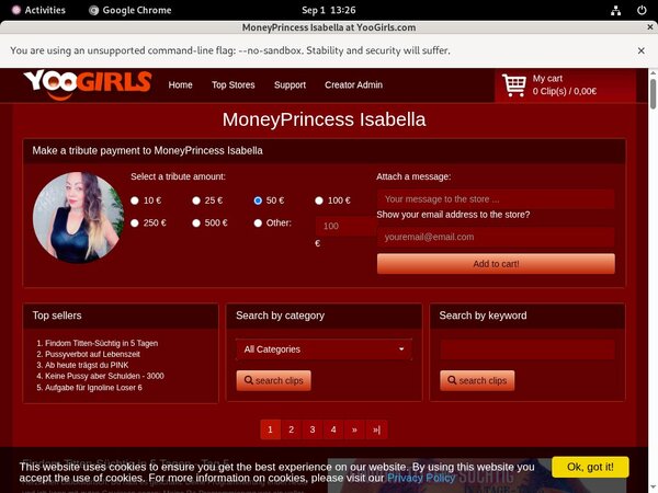 Get A Free MoneyprincessIsabell Account